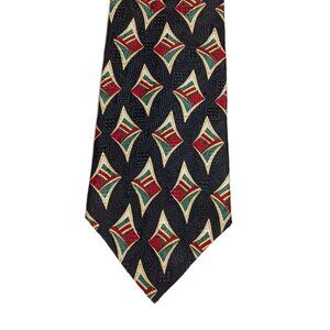 Preswick & Moore Silk Tie Men’s 60” Black Geometric Designer Wide Tie New